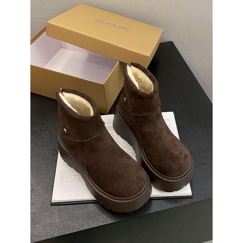 Leichte Damen-Plattform-Winterstiefel mit dicken Sohlen, Warmes Fleece-Futter, Rutschfest, Strapazierfähig, Lässige Baumwollstiefel