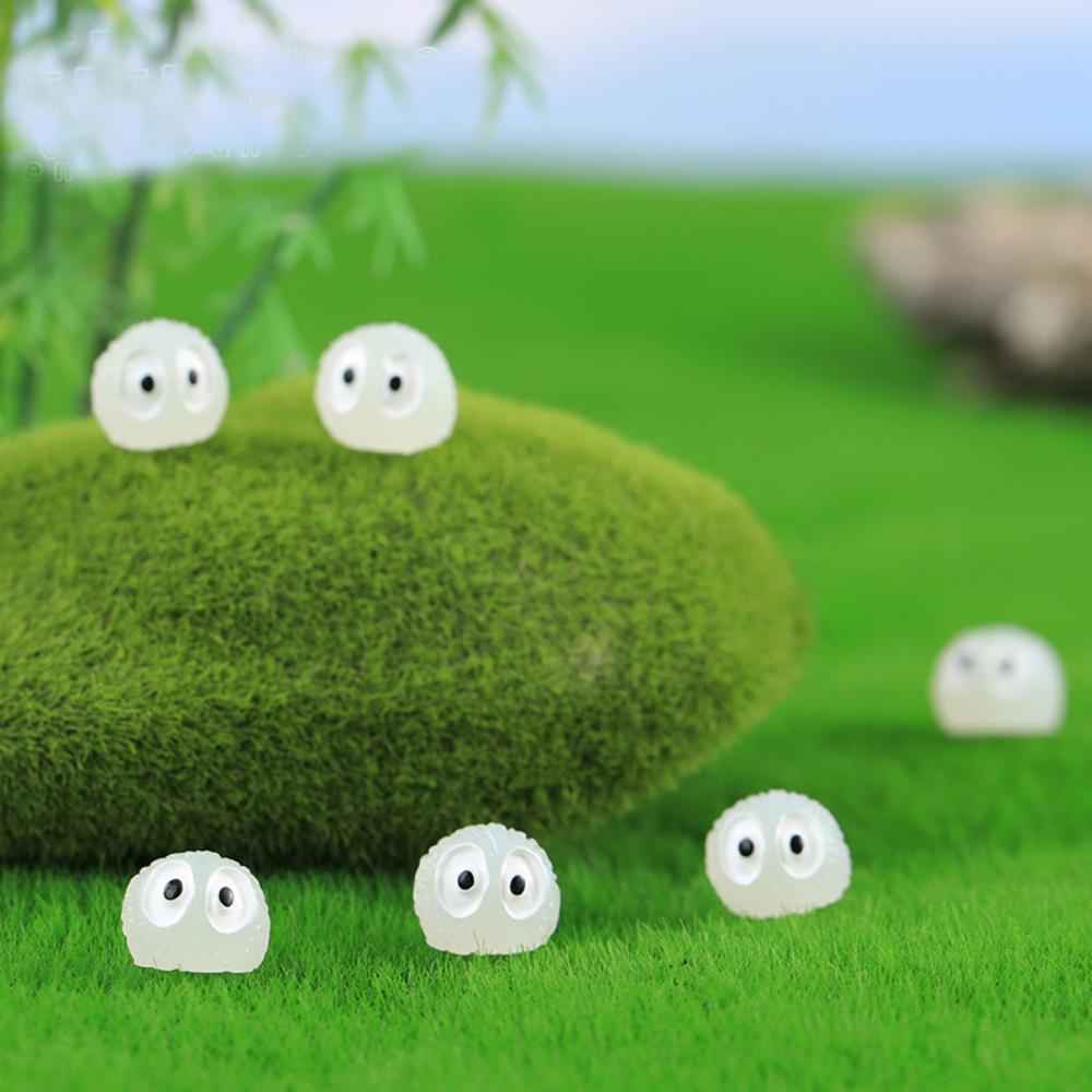 Staubelfe, kleine schwarze Kohle, Glühwürmchen-Kugel, leuchtendes Mini-Ornament, Kunstharz, Moos, Mikro-Landschaft, Kuchen, DIY-Szene, Dekoration, Puppenanhänger