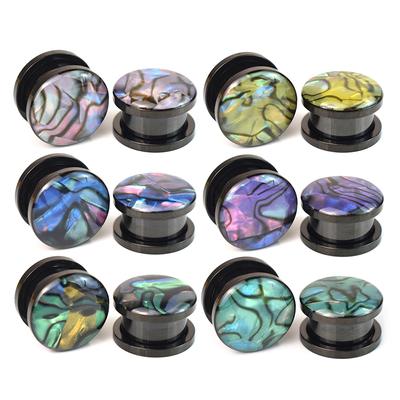 2 adet 3-30mm Kabuk Desen Kulak Göstergeleri Fişler ve Tüneller Vida Fit Kulak Sedye Genişletici Vücut Pirsing Takı