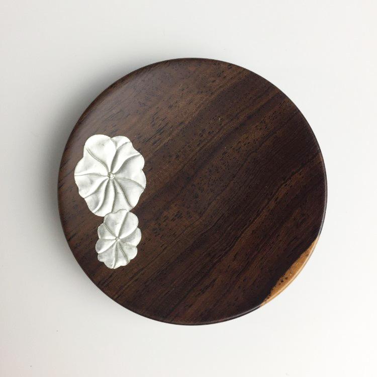 Ebony Pure Tin Coaster Sandalwood Tea Coaster Insulated Non-slip Tin Coaster Tin Tea Accessories