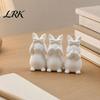Study Room Decor Easter Ornament, One-piece Molded Bunny Figure, 3D Printed Rabbit White Figurine Design Decorative for Living Bedroom Holiday