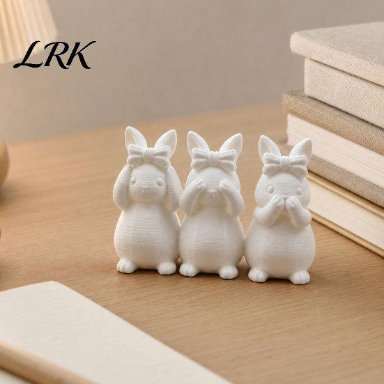 Study Room Decor Easter Ornament, One-piece Molded Bunny Figure, 3D Printed Rabbit White Figurine Design Decorative for Living Bedroom Holiday