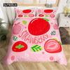 Duvet Cover Lovely Cartoon Strawberry Bedding for Girl Teen  Set Microfiber Blue Star Yellow Floral Quilt Cover Bedroom Decor