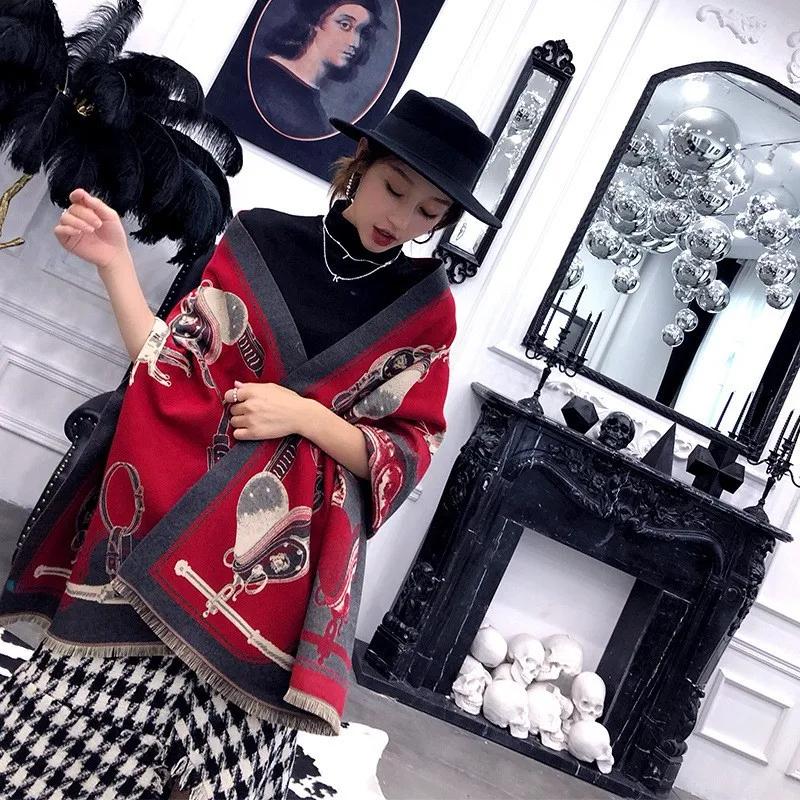 New Luxury Winter Cashmere Scarf Women Design Warm Pashmina Blanket Horse Scarves Female Shawl Wraps Thick Foulard Bufanda