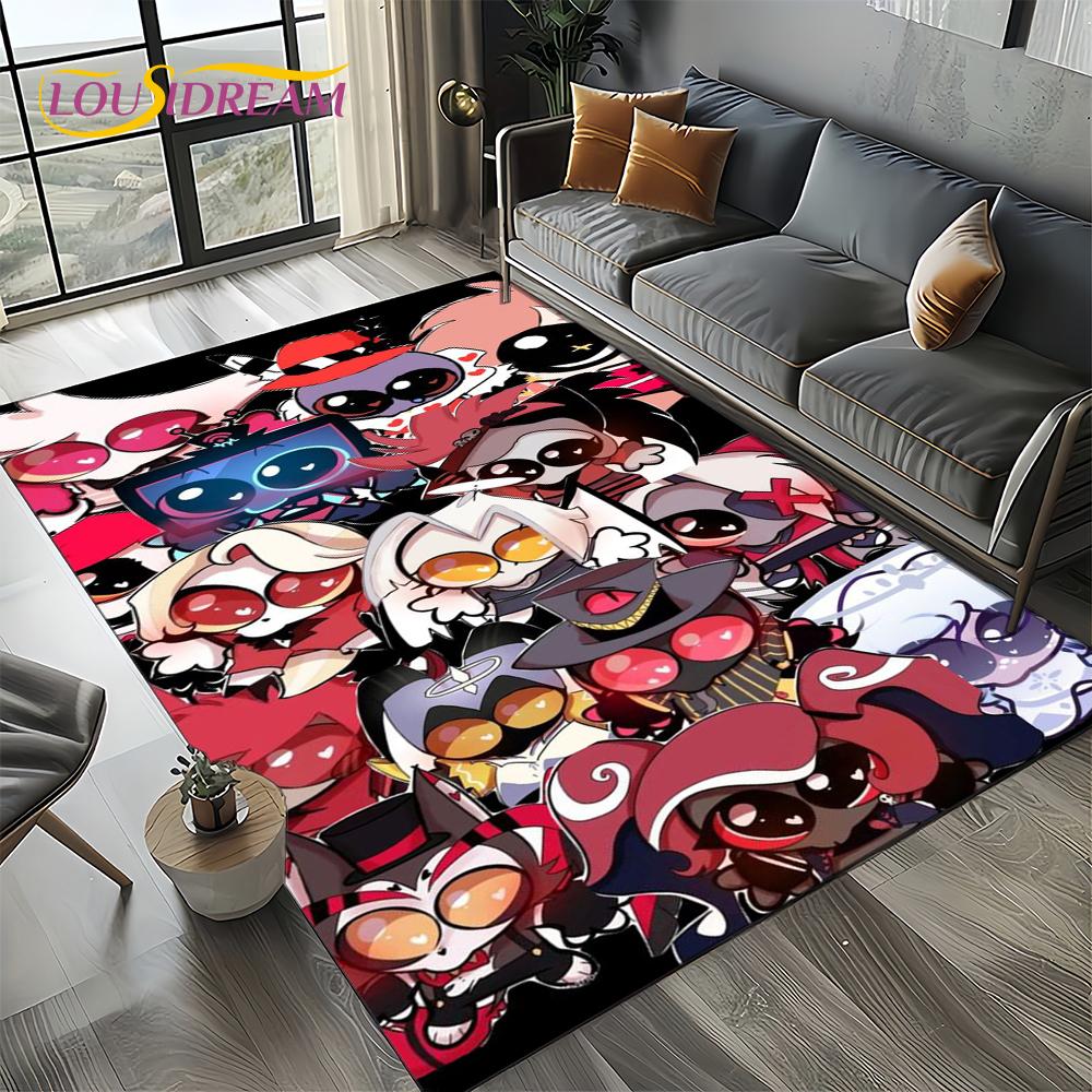 H-Hazbin Hotel Charlie Kreskówkowy Dywanik Dywan do Sypialni Salonu Dekoracja Domowa Sofa, Dekoracja do Zabawy dla Dzieci Mata Podłogowa Prezent