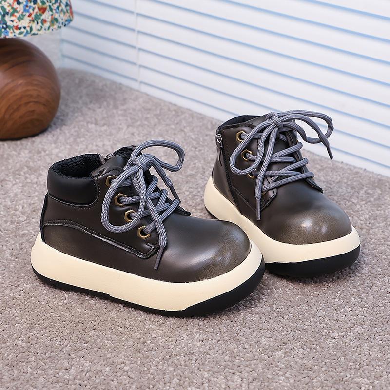 

Мальчиковые кеды 2025 весна и осень детская обувь девочки спортивная обувь толстая подошва обувь зимние дышащие мягкая подошва короткие ботинки 36 серебряный