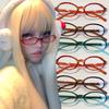 1/2/3pcs Y2K Vintage Small Oval Glasses Girls Style Red Green Frame Glass Eyewear Decorative Outdoor Anti-blue Eyeglasses Gifts