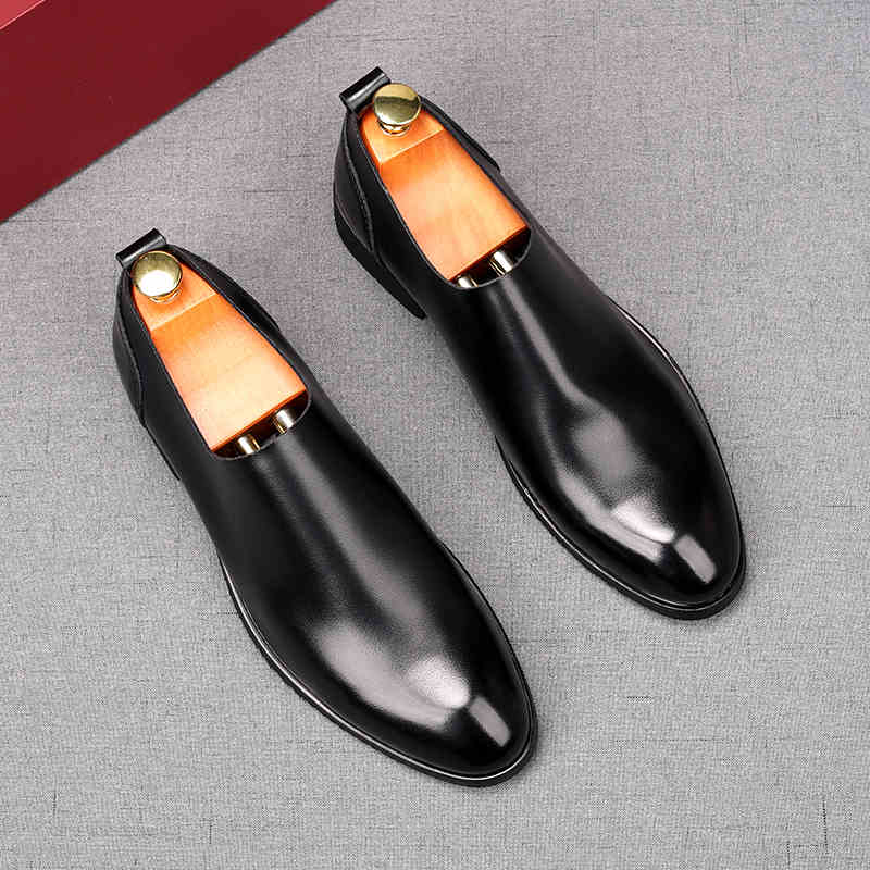 Men's Charm Hollow Out Black Slip On Casual Shoes Flats  Male Homecoming Wedding Dress Footwear Zapatillas Hombre