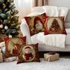 45X45Cm Vintage Frame Christmas Theme Pillowcase Bedroom Cushion Cover 100% Polyester Living Room Cushion Pillowcase Home Decor