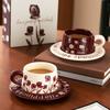 Flower Cup and Saucer Set To Cup Gift Box Light Luxury Coffee Cup Couple Ceramic Mug with Lid Spoon Souvenir Gift