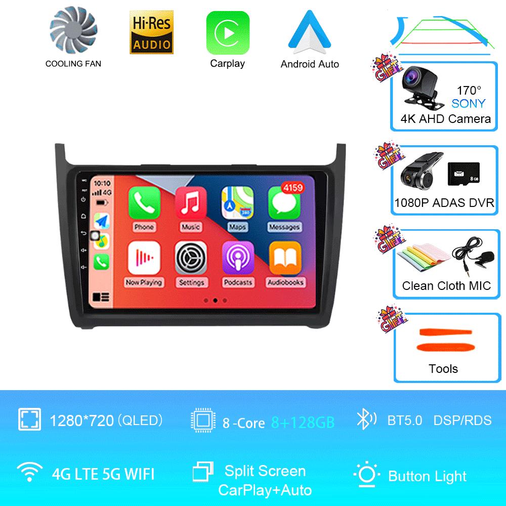 Car Radio 2Din Android 14 Stereo For Volkswagen VW Polo Sedan 2008 -2015 GPS Navigation Multimedia Mirror L-ink BT WIFI QLED DSP