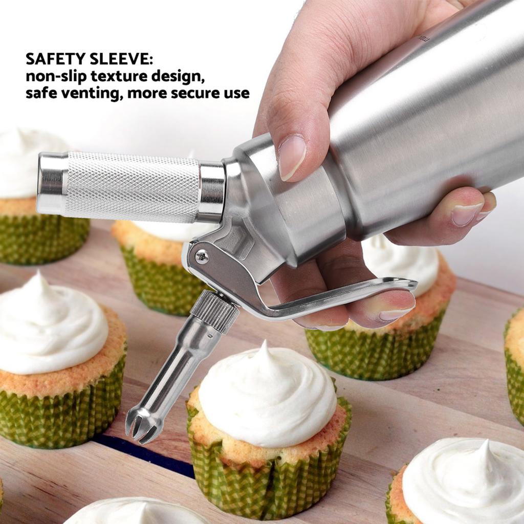 Stainless Steel Whipped Cream Dispenser Bundle With Three Nozzles 1000ml