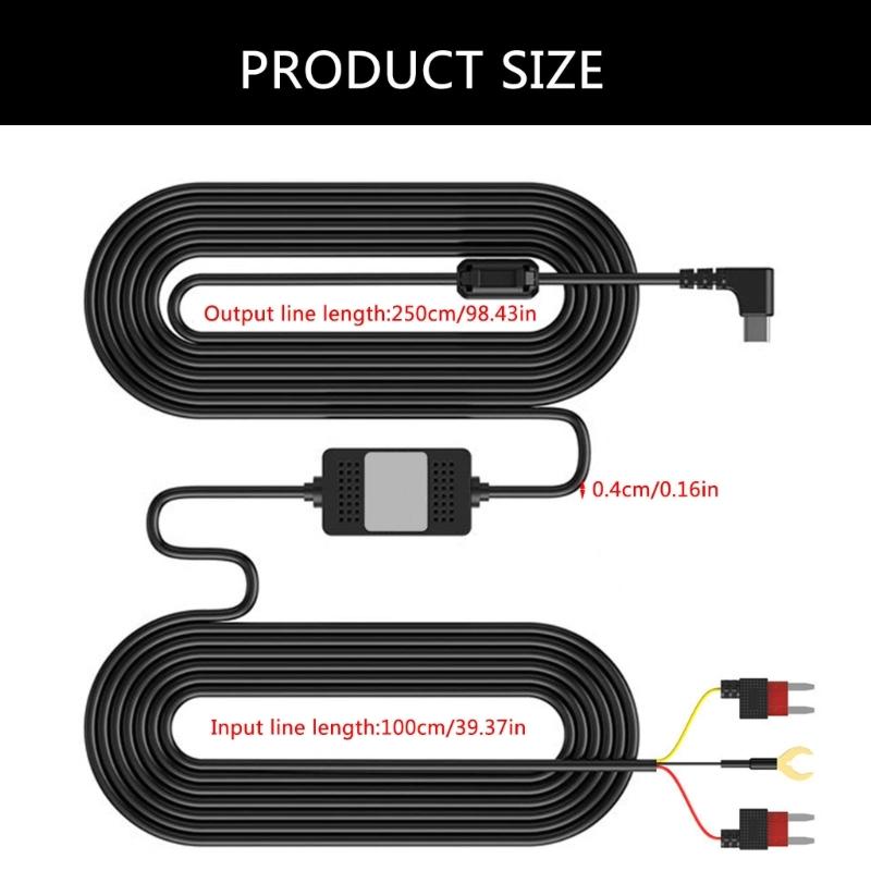 DashCam Hardwire Kit USB C Hard Wire Kit USB C Power Port for 24Hour Parking Monitoring Safe and Stable Power Supply