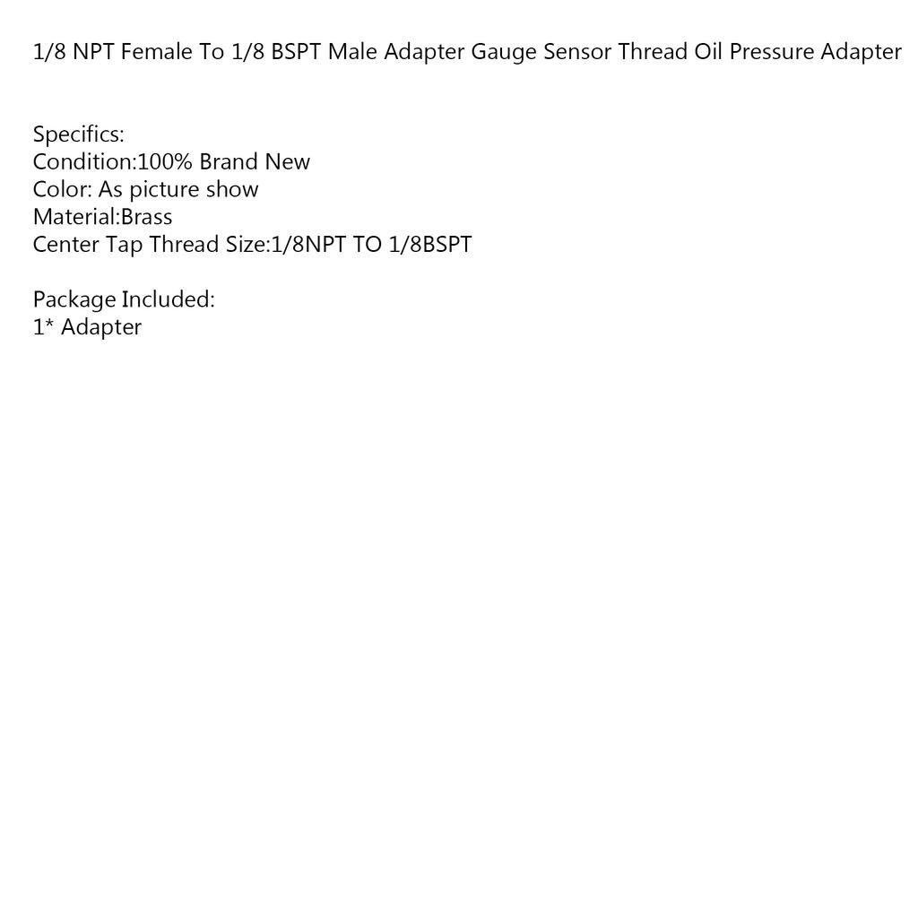 1/8 NPT Female To 1/8 BSPT Male Adapter Gauge Sensor Thread Oil Pressure Adapter
