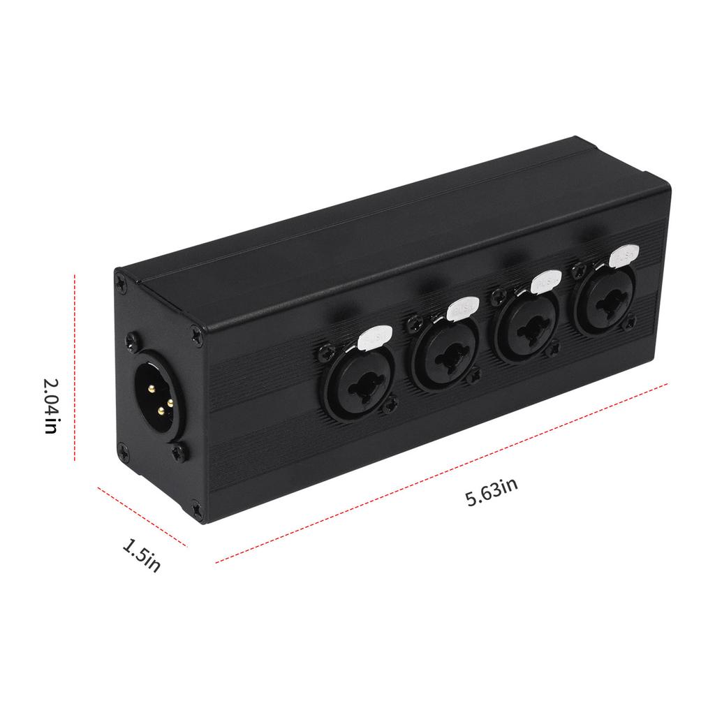 Adaptador Conector XLR 1 Macho para 4 Fêmeas de 3 Pinos 4 Entradas 1 Saída Caixa de Sinal de Áudio para Mesas de Som/Microfones/Sistemas de PA/Expansão de Palco