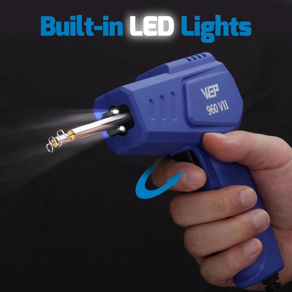 WEP 960-VII Plastic Welder Kit 110V with Ergonomic Grip and LED lights with 350 Hot Staples and Pliers for Car Bumper Plastic We