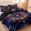 3Pcs Mandala Floral Bedding Duvet Cover Set Bohemian Mandala Bedding Quilt Set Bohemian Themed Bed Quilt Set Vibrant Mandala