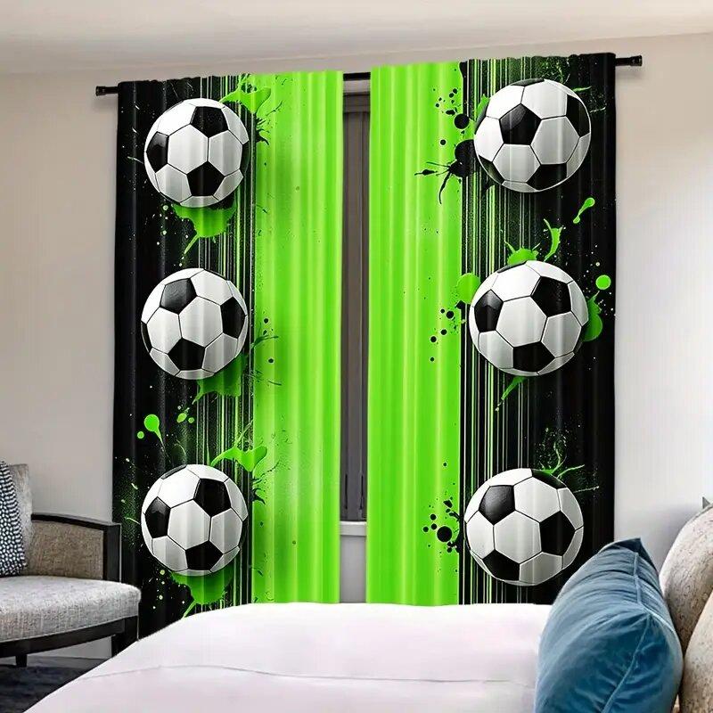 Football-Themed - Pole Bag Curtains, Bedroom, Living Room And Kitchen Decoration, Home Decoration, Window Decoration