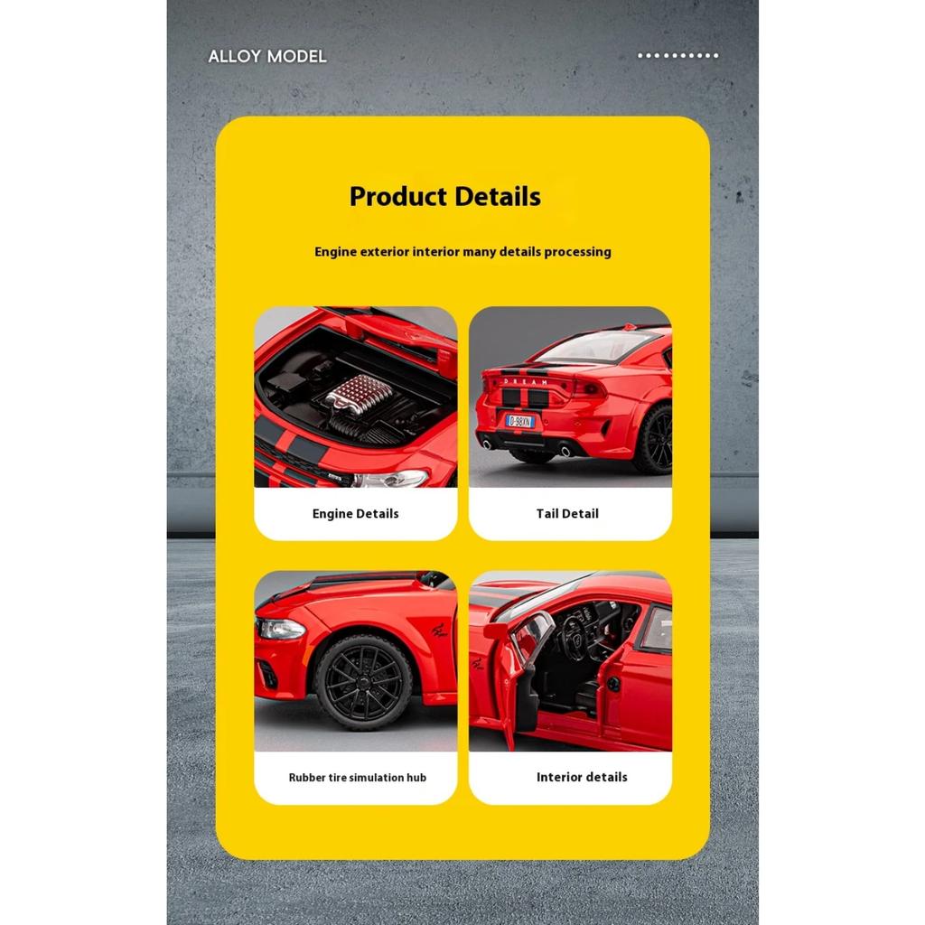 1/32 Alloy Die-cast Dodge War Horse Car Model with Sound and Lights, Tire Shock Absorption, Children's Toy Car, Boys' Birthday Gift