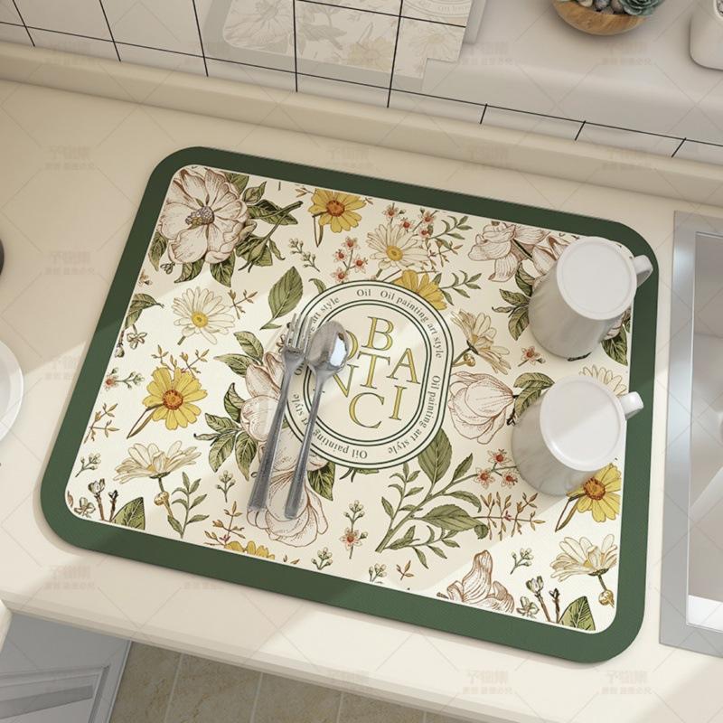 Diatomaceous Earth Non-Slip Mat Kitchen Draining Mat Heat Insulation Coaster Water Absorption Mat