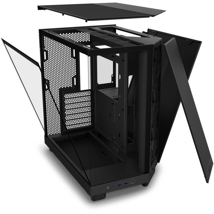 Boitier moyen-tour - nzxt - cc-h61fb-01 - h6 flow - double chambre - noir - 3 ventilateurs inclus