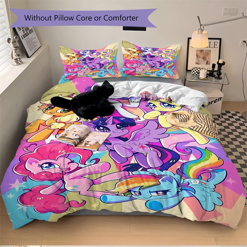 3pcs My Little Pony Home Bedding Set-Universal Three-Piece Suit for Bedroom, Guest Room, Living Room, Hotel-Festive Gift for Fans, Travelers