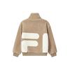 FILA Large Logo Casual Faux Shearling Jacket Unisex Jacket Peach-Sugar F51U248926FLK