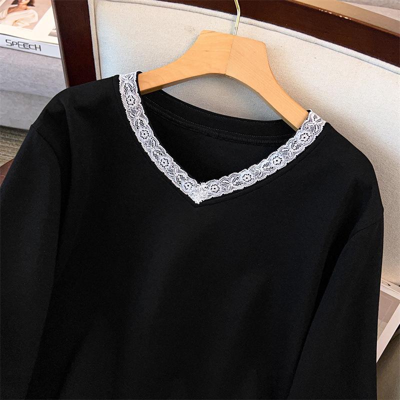 Plus Size V-Neck Sweatshirt for Women, Bust 150/160 Cm, Loose Fit, Slimming Design, Sizes 200-350 Jin 9107