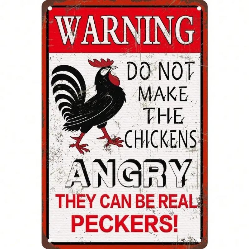 Funny Farm Metal Wall Art Vintage Chicken Sign Rustic Decor