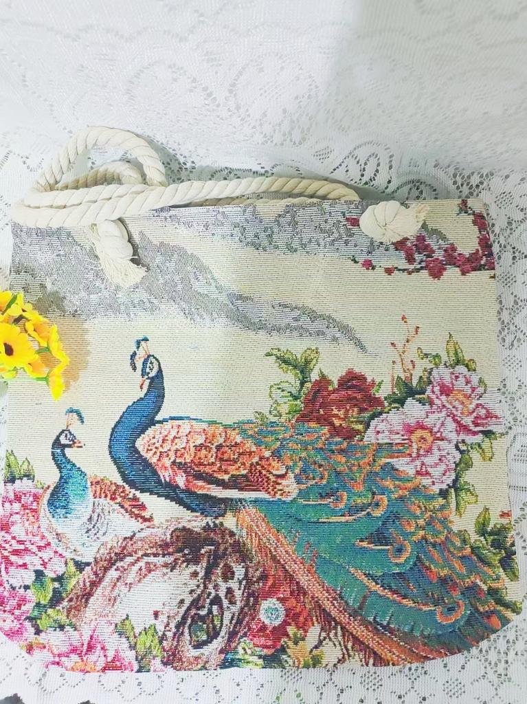 Ethnic style large shoulder bag South East Asia style double-sided embroidery cartoon animal elephant canvas bag female travel bag