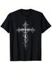 Gothic Cross T-Shirt with a Faith Theme - A Y2K Grunge Style Tee Featuring Religious Symbols Like Celtic Knots And Greek-Roman Crosses