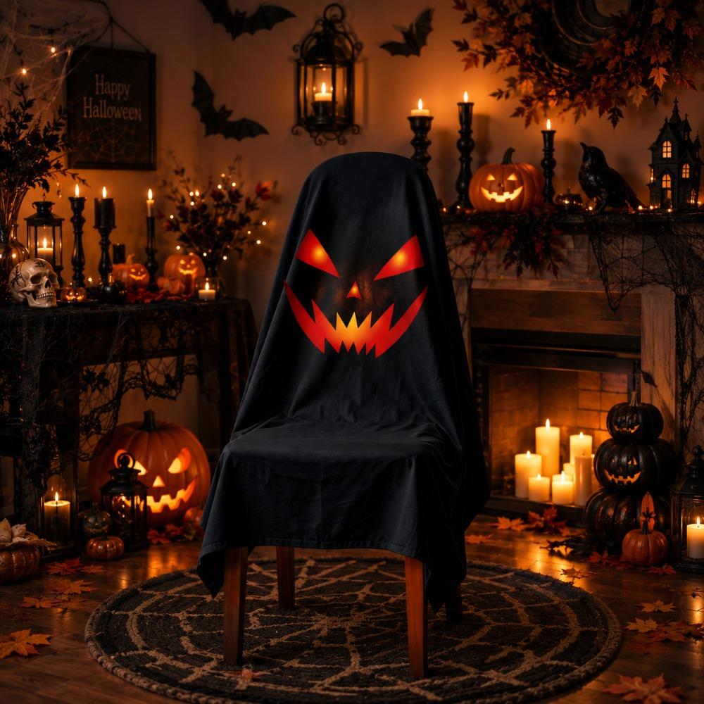 Pumpkin Halloween Dinner Chair Seat Cover Skull Pattern Festival Table Decor Home Decoration
