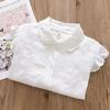 Girls' White Cotton Lace Long Sleeve Blouse – Spring/Autumn School Uniform