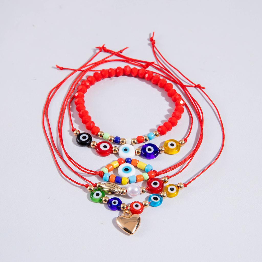 Bohemian Colored Rice Beads Eye Ten-piece Set Dopamine Exaggerated Beaded Bracelet Wholesale Women