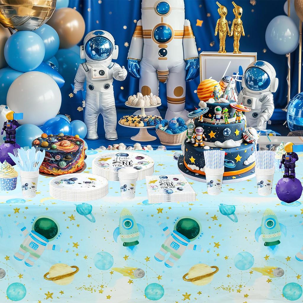 Space Astronaut Tablecloth Astronaut Table Covers Kids Birthday Party Decor Baby Shower Rocket Outer Space Planet Party Supplies