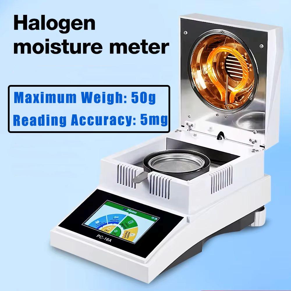 

Halogen Moisture Meter 50g/100g Corn Grain Moisture Meter Food Powder Medicine Humidity Analyzer Touch Screen Moisture Analyzer
