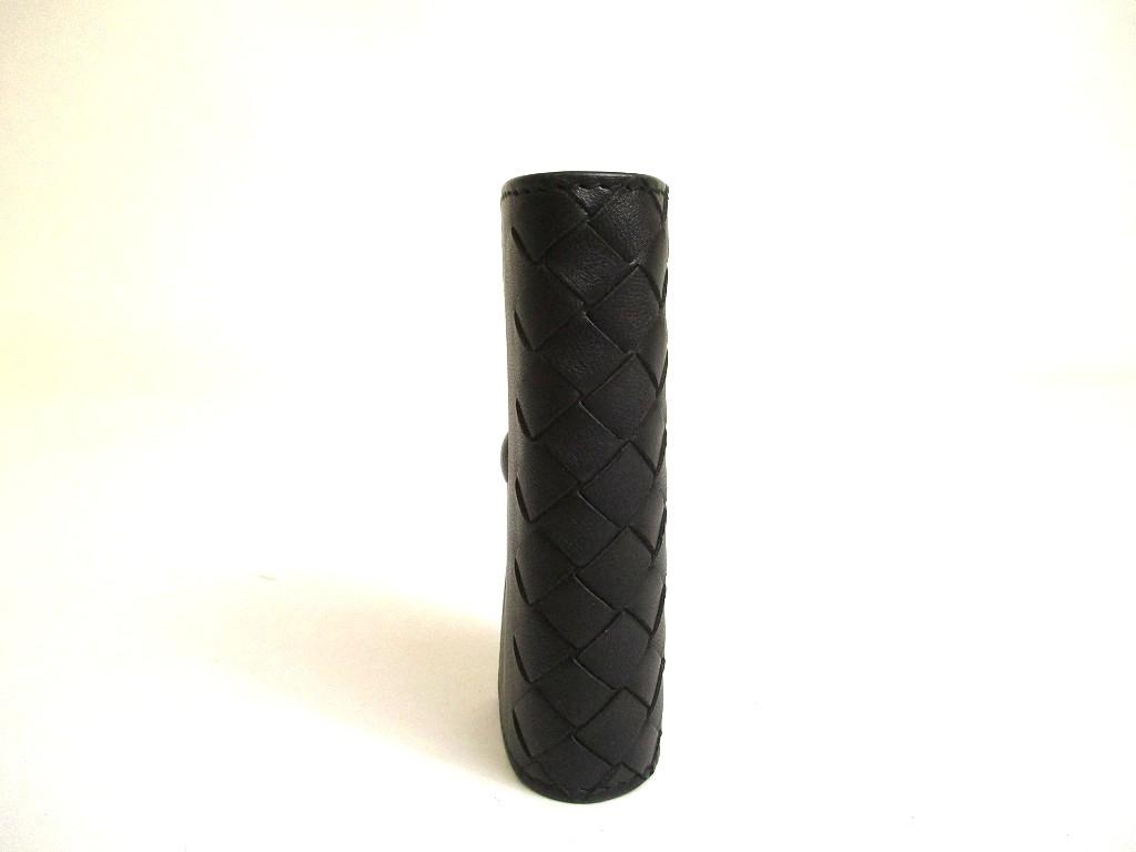 Authentic BOTTEGA VENETA Black Leather Silver H/W 4 Pics Key Chain #a960  Refurbished