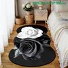 1pc Luxury Black White Rose Carpet, Durable Non-Slip Washable Indoor Rug For All Seasons, Halloween Thanksgiving Christmas Decor