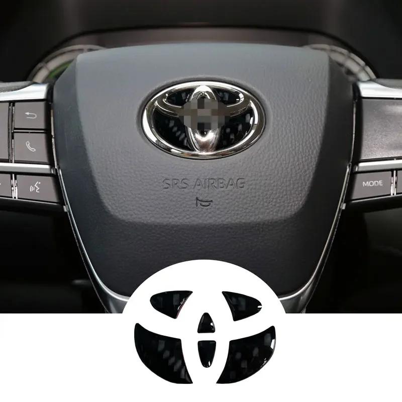 Carbon Fiber Car Steering Wheel Emblem Badge Sticker For Toyota RAV4 Hilux Aygo Yaris Ractis Corolla Camry CHR Auris Tacoma