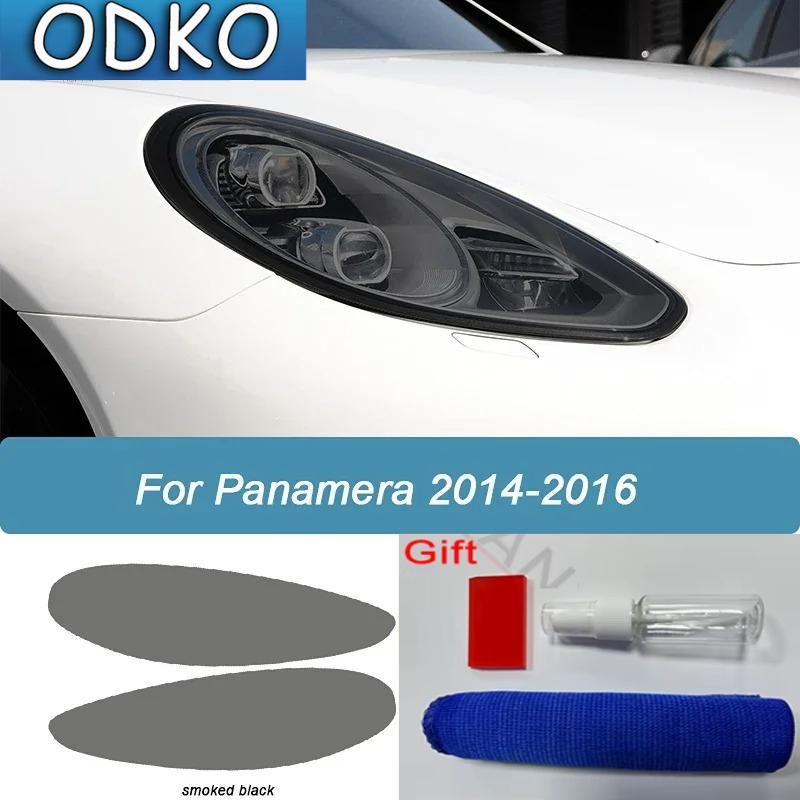 2 Pcs Car Headlight Protective Film Smoked Black Tint Wrap Vinyl Transparent TPU Sticker For Porsche Panamera 970 2014 2015 2016