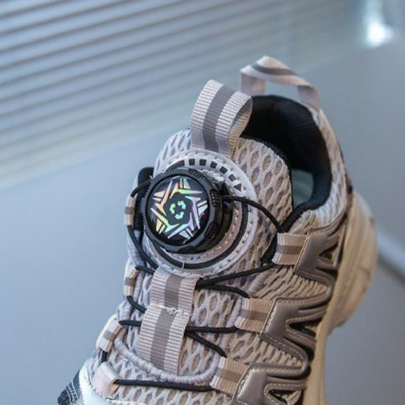 Barnes pustende sportssko Jenter lettvekts pappa-sko Liten jente mote Roterende spenne Løpesko Sklisikre fritidssko