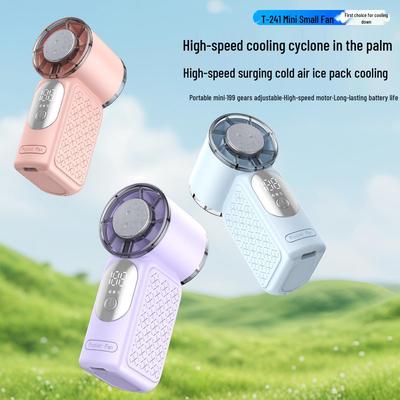 T241 Turbo Handheld USB Fan: Compact, Strong Wind, Digital Display, Portable.