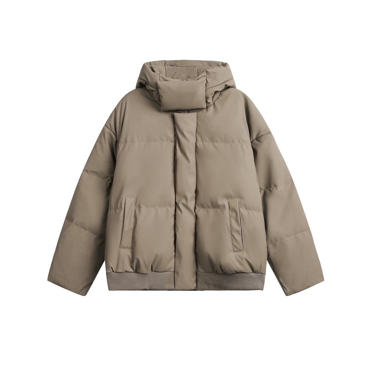 

Унисекс Хлопковая Куртка Оверсайз с Высоким Воротником и Капюшоном - Теплое и Модное Зимнее Пальто для Пар Medium коричневый