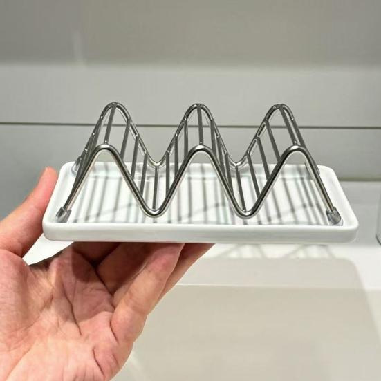 Soap Rack Nail-Free Adhesive Soap Tray with Drainage Holes Waterproof Soap Holder Bathroom Storage Organizer