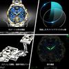 OUPINKE Automatic Watch Business Mechanical Watch Skeleton Waterproof Calendar Automatic Manual Winding Hollow Dial Blue Men's - - - - -