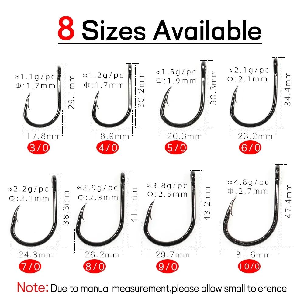 10PCS/Bag 4X Strong Live Bait Hook 3/0 - 11/0 Heavy Duty Saltwater Single Jig Fishhook for Deep Sea Boat Fishing