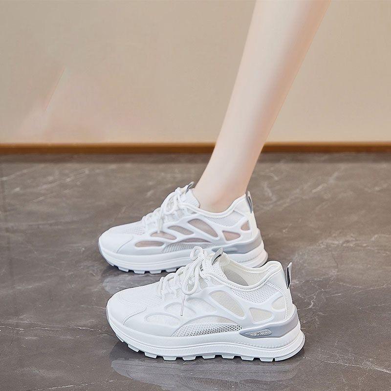 Sommer Netzschuhe Damen atmungsaktiv hohl dünn Sportschuhe vielseitige kleine weiße Schuhe Forrest Gump Damenschuhe lässige höhenvergrößernde Schuhe
