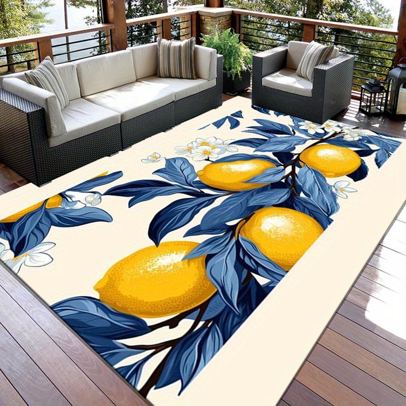 Luxury Crystal Velvet Lemon Floral Non Slip Chair Mat Polyester Home Decor Rug for Living Room Bedroom Large Size