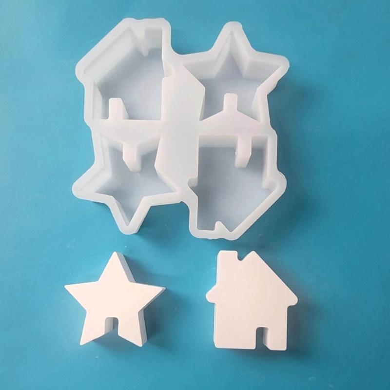 Silicone Molds House Shape Castings Molds Star House Candle Molds Handmade DIY Baking Molds Epoxy Resin Soap Molds