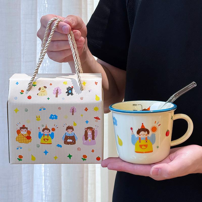 

Family of Four Mug Couple Cup Gift Box Set Children s Water Cup Household Drinking Water Ceramic Cup Milk Cup 300ML